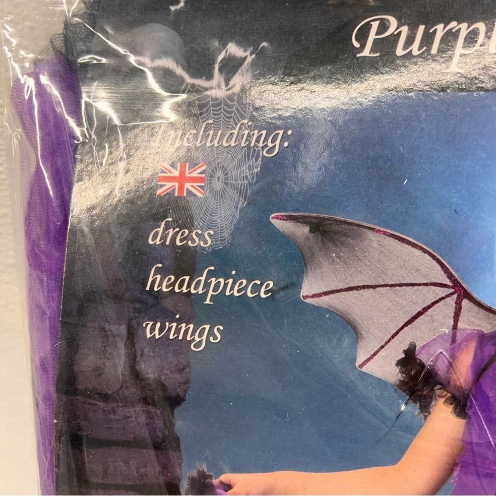 NWT‎ Girls Bat Witch Costume Halloween Cosplay Fancy Dress Up with Bat Wings XL